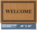 Barnyard Designs Natural Coco Coir Heavy Duty Backing Doormat - Large Cute Non-Slip Front Door Welcome Mat for Outside Entrance or Porch Entry, Brown (30x48, Welcome)-Ruum Studio Home