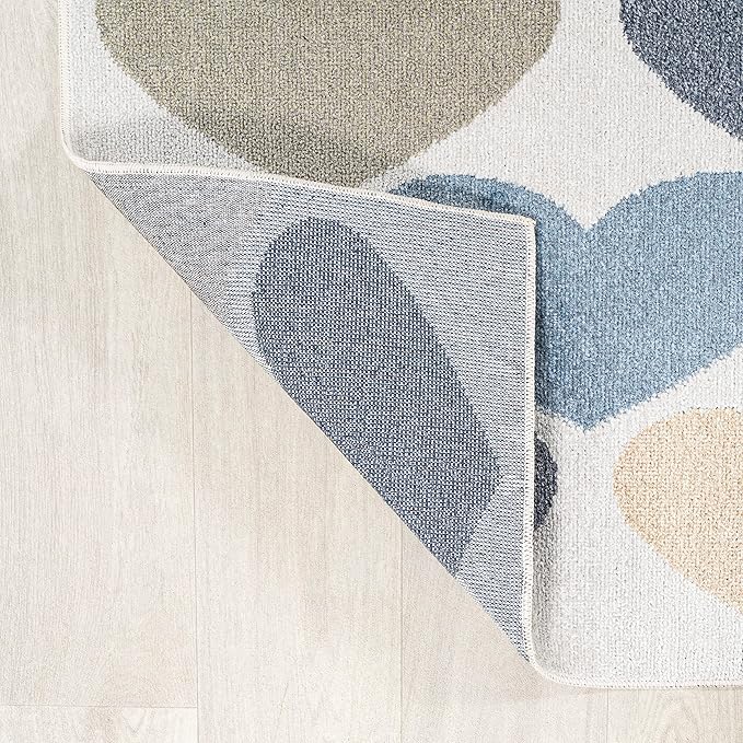 JONATHAN Y Machine-Washable Ivory/Blue/Orange Runner Rug, 2x8, Dila Modern Hearts Geometric, Kids & Novelty, Vintage, Bedroom, Kitchen, Living Room, Easy-Cleaning, Non-Shedding (KDW101A-28)-Ruum Studio Home