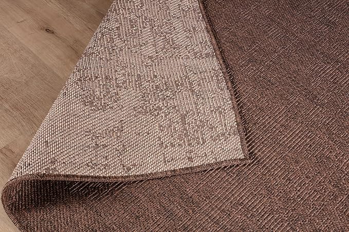 CAMILSON Easy Jute Rug 4x6, Indoor Outdoor Brown Color Fiber Area Rugs for Living Room Patio and Kitchen Rug, Solid Boho Woven Design, Easy-Cleaning, Washable Outside Carpet Alfombras (4 x 6)-Ruum Studio Home