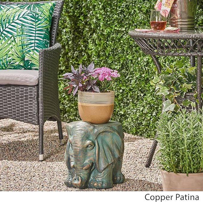 Christopher Knight Home Salome Elephant Garden Stool, Copper Patina-Ruum Studio Home