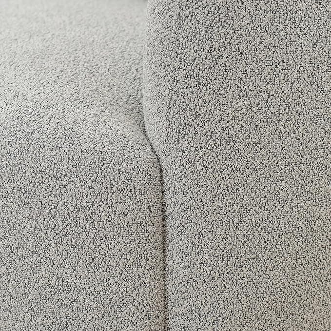 KINWELL 34" Wide Sherpa Swivel Barrel Chairs Set of 2, No Assembly Round Boucle Upholstered Accent Chairs Armchairs Single Sofa Chair with Toss Pillow for Living Room and Bedroom, Gray-Ruum Studio Home