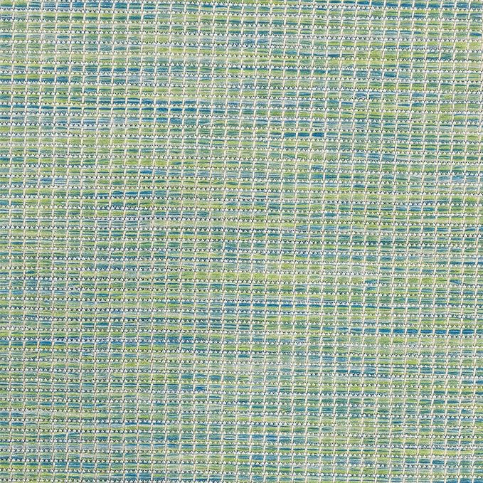 Nourison Positano Indoor/Outdoor Blue/Green 8' x Round Area Rug, Easy Cleaning, Non Shedding, Bed Room, Living Room, Dining Room, Backyard, Deck, Patio (8 Round)-Ruum Studio Home