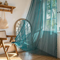 Sutuo Home Boho Curtains Crochet Lace Sheer Bohemian Hollow Knitted with Tassels, Window Treatment Privacy Vintage Rustic Farmhouse Drapes for Bedroom, Rod Pocket 1 Panel 59" W x 63" L, Turquoise-Ruum Studio Home