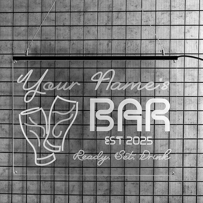 Personalized Beer O'Clock Neon Sign, Custom Wall Sign for Home Bar, Man Cave, Pub, Game Room, LED Beer Light Decor (Cocktail Bar 02)
