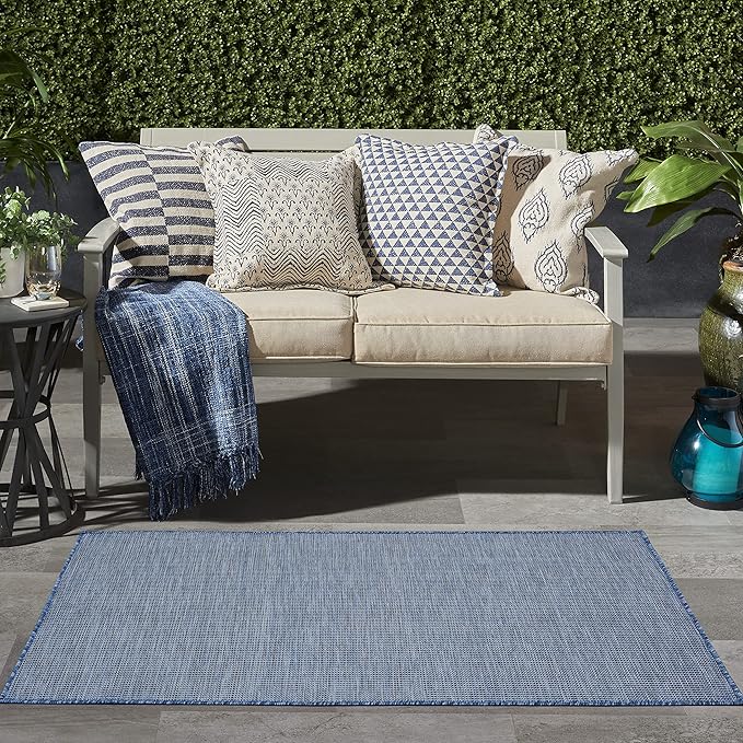 Nourison Positano Indoor/Outdoor Navy Blue 3' x 5' Area Rug, Easy Cleaning, Non Shedding, Bed Room, Living Room, Dining Room, Backyard, Deck, Patio (3x5)-Ruum Studio Home