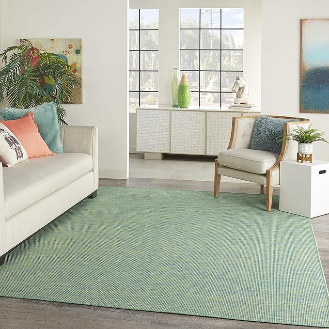 Nourison Home Positano 10' x 14' Blue/Green Fabric Modern Area Rug (10' x 14')-Ruum Studio Home