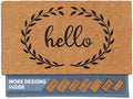 Barnyard Designs Natural Coco Coir Heavy Duty Backing Doormat - Large Cute Non-Slip Front Door Welcome Mat for Outside Entrance or Porch Entry, Brown (17x30, Hello Wreath)-Ruum Studio Home
