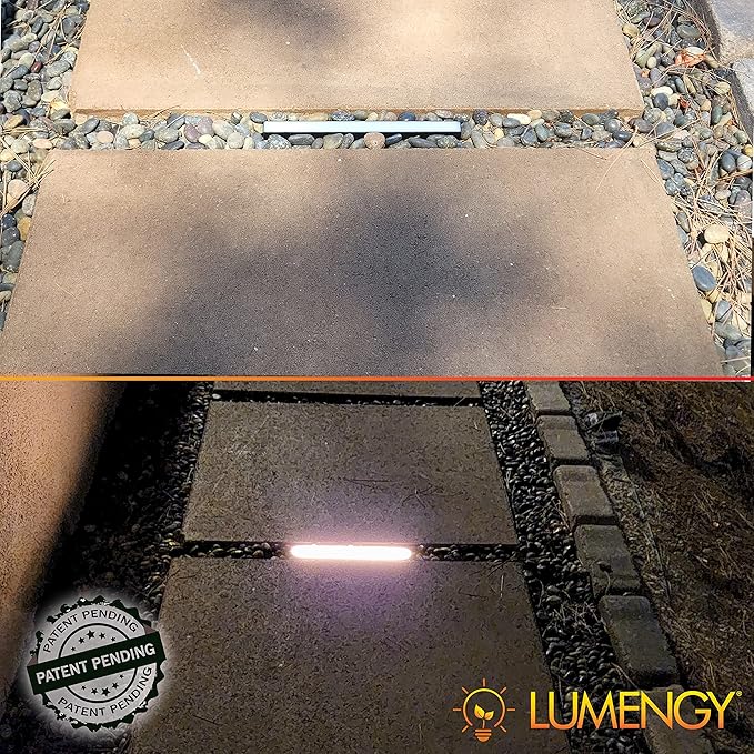 LUMENGY Paver Light Slim 0.5x6 Inch Glare-Free Steel Brick Lighting for Pavers, Walls, Driveway & Pathway Borders 2700K Warm White, Waterproof, Drive-Over Rated - 12V AC/DC-Ruum Studio Home