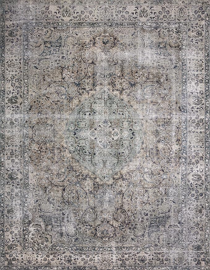 Loloi Layla Collection LAY-06 Taupe/Stone 2'-6" x 9'-6" .13" Thick Runner Rug, Soft, Durable, Vintage Inspired, Distressed, Low Pile, Non-Shedding, Easy Clean, Printed, Living Room Rug-Ruum Studio Home