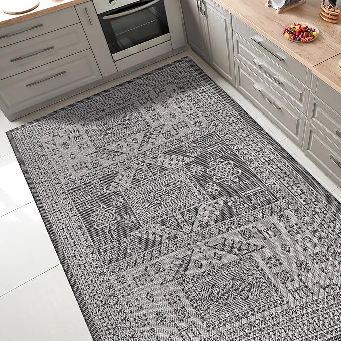 Keen Home Design Terrace Outdoor Area Rug - 4x6 Washable Indoor/Outdoor Rug for Patio, Kitchen, Balcony, Beach, Garden, Deck and Porch, Size: 3'10"x5'7"-Ruum Studio Home