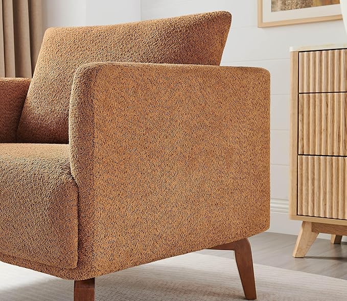 Oversized Accent Chair Modern Boucle Armchair for Living Room Sets of 2 - 37" Wide & Cozy Reading Accent Chair with Solid Wood Legs, Curry Upholstered Lounge Chair for Bedroom & Office (Easy Assembly)-Ruum Studio Home