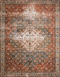 Loloi Layla Collection LAY-05 Ocean/Multi 7'-6" x 9'-6" .13" Thick Area Rug, Soft, Durable, Vintage Inspired, Distressed, Low Pile, Non-Shedding, Easy Clean, Printed, Living Room Rug-Ruum Studio Home