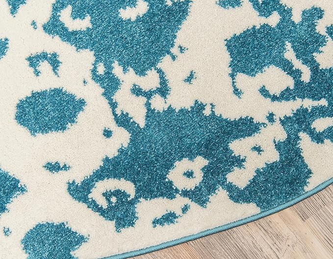 Unique Loom Rosso Collection Vintage Traditional Distressed Blue Round Rug (8' 0 x 8' 0)-Ruum Studio Home