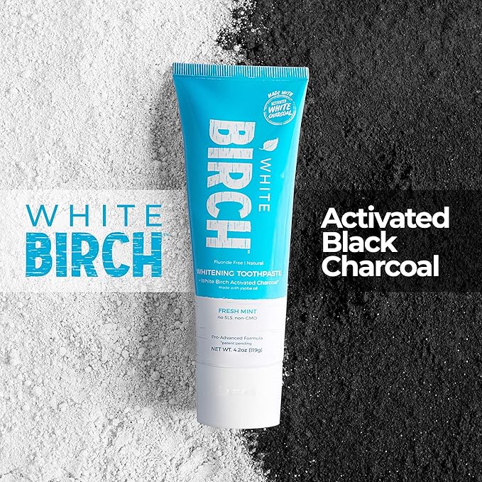 White Birch Activated Charcoal Toothpaste - Professional Teeth Whitening - Natural, No Fluoride Oral Care-Ruum Studio Home