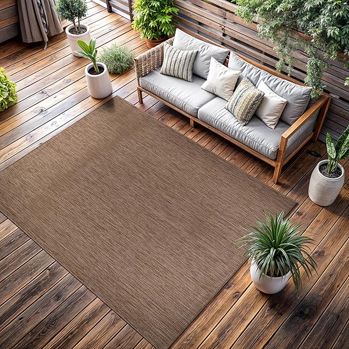 CAMILSON Outdoor Rug 8x10 Modern Area Rugs for Indoor and Outdoor Patios and Porches - Waterproof, Washable, Non-Shedding, Easy-to-Clean Outside Carpet (8 x 10, Solid - Jute)-Ruum Studio Home
