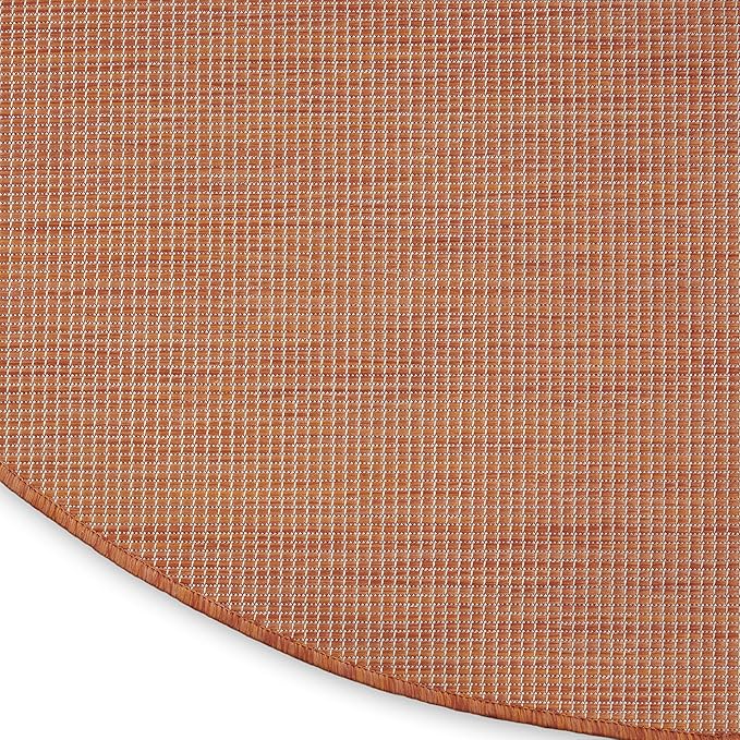 Nourison Positano Indoor/Outdoor Terracotta 6' x Round Area Rug, Easy Cleaning, Non Shedding, Bed Room, Living Room, Dining Room, Backyard, Deck, Patio (6 Round)-Ruum Studio Home