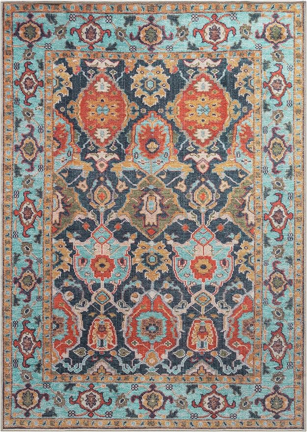 Keen Home Design 8x10 Rug - Machine Washable Area Rug with Non-Slip Backing, Ideal for Living Room, Dining Room, Bedroom - Vintage, Easy Clean, Durable, Low Pile Rug - (8' x 10')-Ruum Studio Home