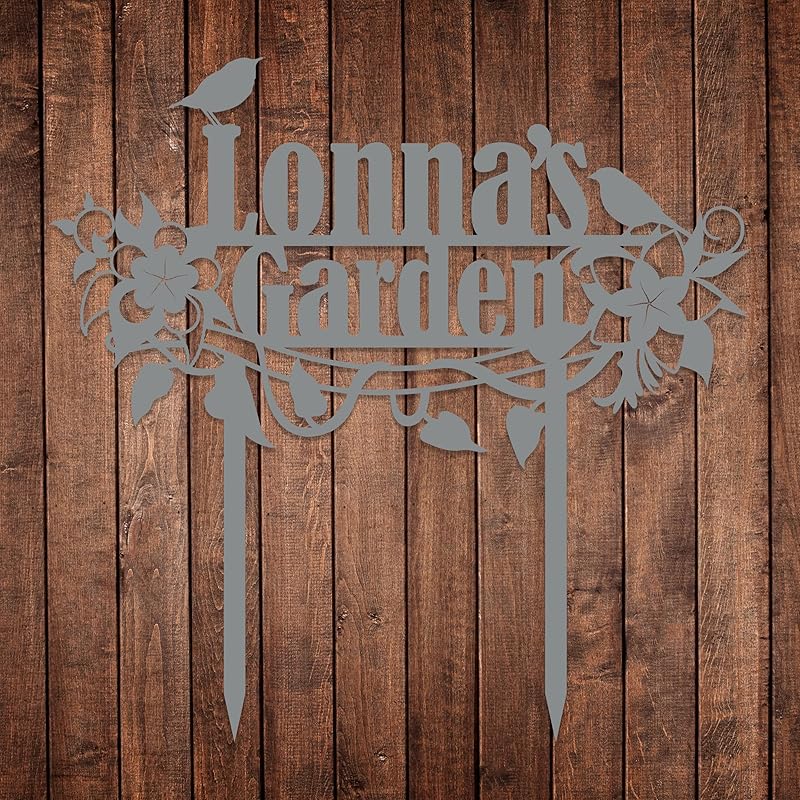 Personalized Flower and Bird Metal Garden Stake, Bird Garden Sign, Custom Flower Yard Decor, Mom's Garden Gift, Gardener Family Name Sign, Patio Home Gift, Yard Art, Housewarming Gift-Ruum Studio Home