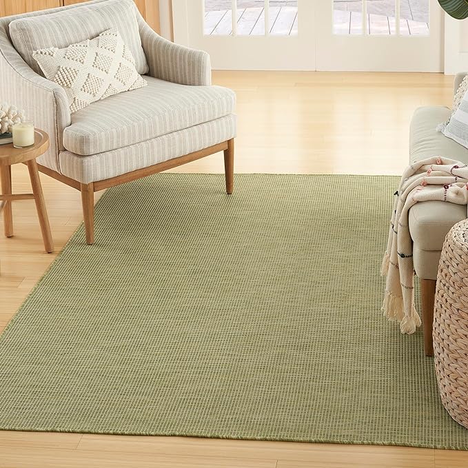 Nourison Home Positano Indoor/Outdoor Green 4' x 6' Area Rug, Easy Cleaning, Non Shedding, Bed Room, Living Room, Dining Room, Backyard, Deck, Patio (4x6)-Ruum Studio Home