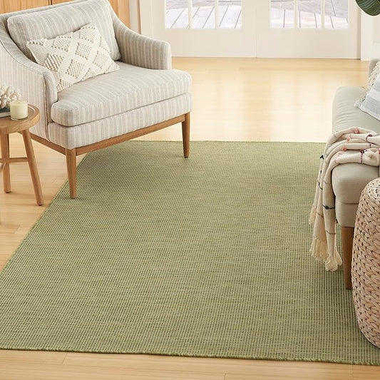 Nourison Home Positano Indoor/Outdoor Green 4' x 6' Area Rug, Easy Cleaning, Non Shedding, Bed Room, Living Room, Dining Room, Backyard, Deck, Patio (4x6)-Ruum Studio Home
