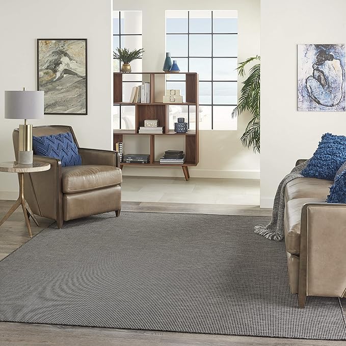 Nourison Home Positano Charcoal 8' x 10' Area Rug, Modern, Solid, Indoor/Outdoor, Easy Cleaning, Non Shedding, Bed Room, Living Room, Deck, Backyard-Ruum Studio Home
