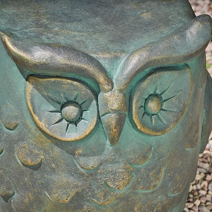 Christopher Knight Home Agnes Owl Garden Stool, Lightweight Concrete, Gold Patina Finish-Ruum Studio Home