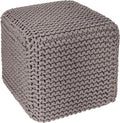 REDEARTH Cube Hand Knitted Pouf - Foot Stool Ottoman - Cord Boho Pouffe - Poof Accent Stuffed Table or Footrest for Living Room - Nursery - Bedroom - Patio - 100% Cotton (16" x 16" x 16") - Taupe-Ruum Studio Home