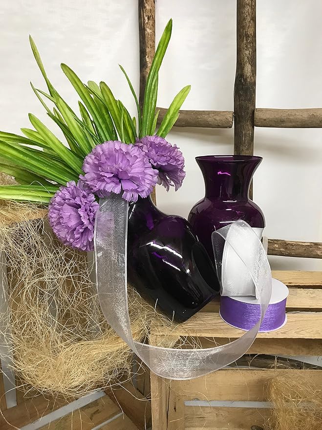 Floral Supply Online - 8" Rose Vase and Flower Guide Booklet - Decorative Glass Flower Vase for Floral Arrangements, Weddings, Home Decor or Office. (Purple)-Ruum Studio Home