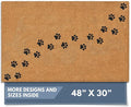 Barnyard Designs Natural Coco Coir Heavy Duty Backing Doormat - Large Cute Non-Slip Front Door Welcome Mat for Outside Entrance or Porch Entry, Brown (30x48, Paws)-Ruum Studio Home