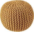 REDEARTH · Round Pouf Ottoman - Hand Knitted Cable Boho Poof Home Décor Pouffe Circular Footrest for Living Room - Bedroom - Lounge - Nursery - 100% Cotton Poufs (19.5"x19.5"x14") - Mustard-Ruum Studio Home