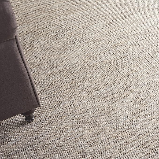 Nourison Home Positano 8' x Round Beige Fabric Modern Area Rug (8' Round)-Ruum Studio Home