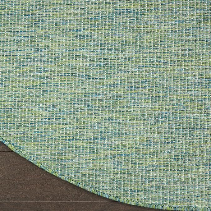 Nourison Positano Indoor/Outdoor Blue/Green 6' x Round Area Rug, Easy Cleaning, Non Shedding, Bed Room, Living Room, Dining Room, Backyard, Deck, Patio (6 Round)-Ruum Studio Home