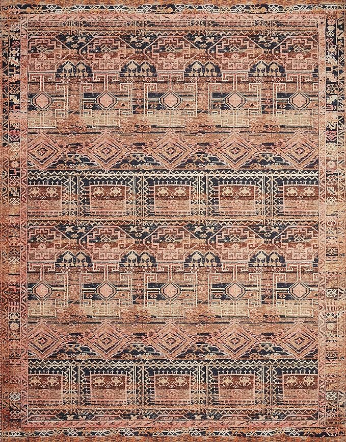 Loloi Layla Collection LAY-14 Mocha/Blush 3'-6" x 5'-6" .13" Thick Accent Rug, Soft, Durable, Vintage Inspired, Distressed, Low Pile, Non-Shedding, Easy Clean, Printed, Living Room Rug-Ruum Studio Home