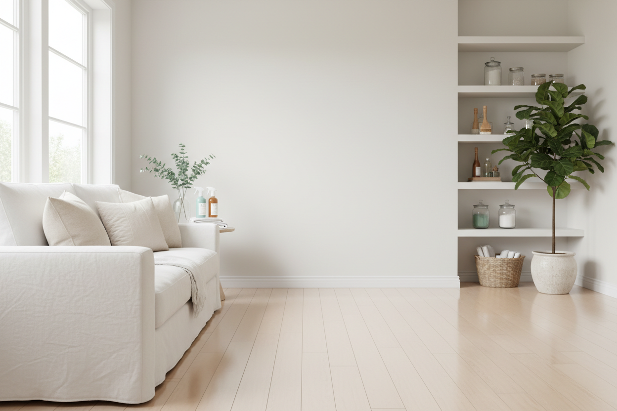 → Cleaning & Household Goods  set with inside the house clean make sure the center of picture is text friendly 