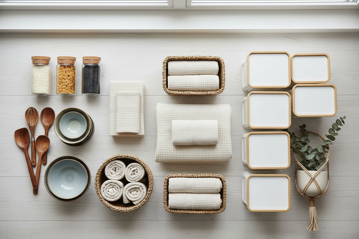 organize household good for featuring in photo